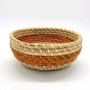 Ratan woven wicker earth tone uganda basket medium